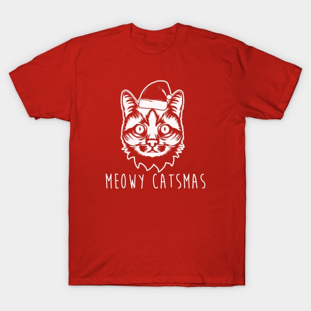 Meowy Catmas Ugly Christmas Cat T-Shirt by genger